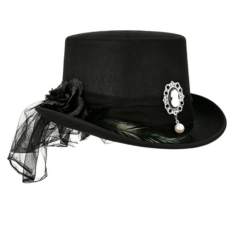 Stylish Black Lace Victorian Hat Party Costume Hat Role Play Headwear Perfect For Themed Parties And Concerts