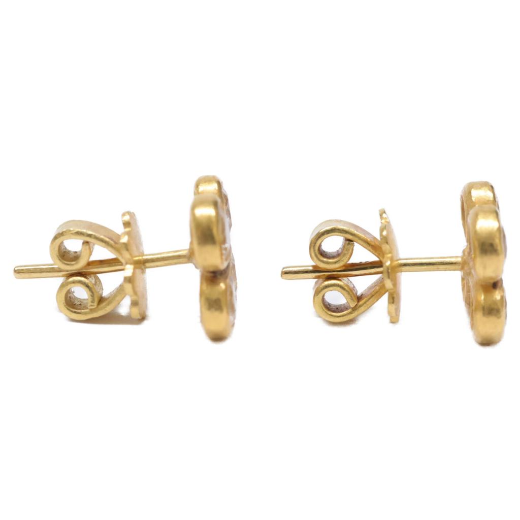 Marie-Helene De Taillac 22K Rainbow Moonstone Clover Earring Yellow GoldUsed