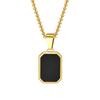 Vnox Natural Stone Pendant Necklaces for Men, Geometric Square Stainless Steel Necklaces Collar, Simple Casual Male Jewelry Gift