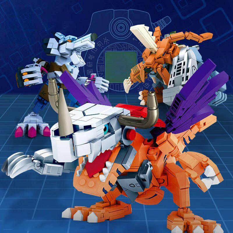 Non-Toxic Sembo Metal War Greymon Anime Building Blocks Action Figure Models Bricks Lighting Anime Kids Model Toy Doll Gifts With Dolls
