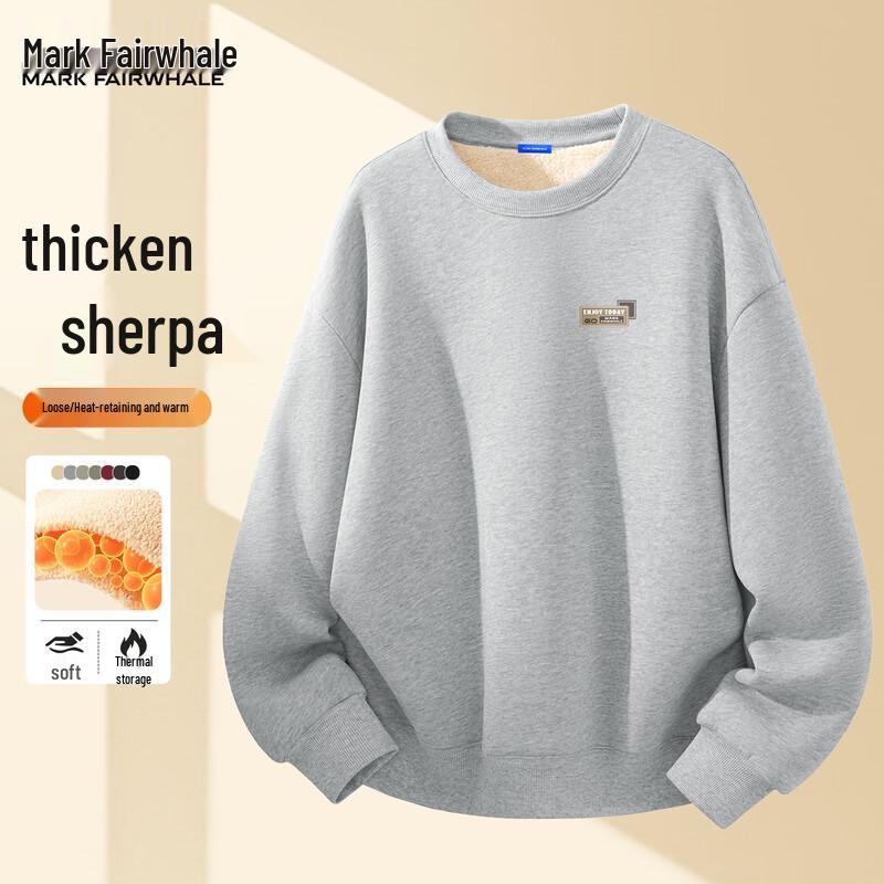 Mark Fairwhale Men's Lamb Fleece Lined Winter Round Neck Sweatshirt