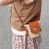 Woven Mini Straw Bucket Bag For Girls Pu Material Summer Accessory Messenger Bag