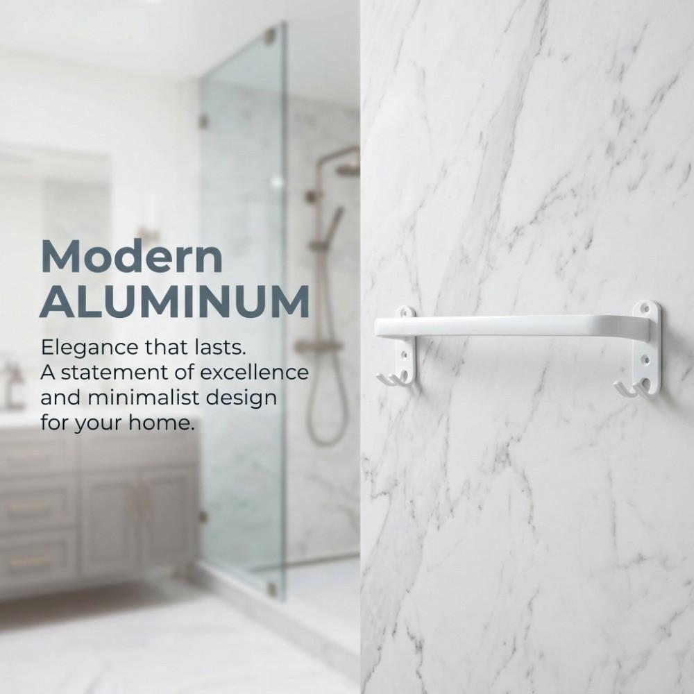 Aluminum Towel Holder White Towel Rack Elegant Towel Hanger Bathroom Kitchen Bedroom Closet