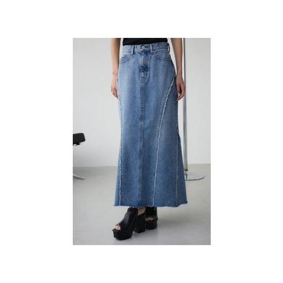 AZUL BY MOUSSY AZUL DENIM Fringe switching denim skirt (BLU)
