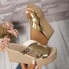 Fashion Gold Silver Snake Pattern Wedge Sandals Women Fashion Summer Chunky Platform Slippers Woman Lightweight Thick Sole Beach Slides