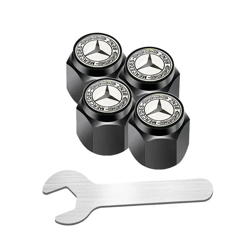 C200 E200 New 2025 For Mercedes Benz 4pcs Alloy Car Wheel Stem Air Valve Cap Tire Dust Cover Accessory For Mercedes Benz W222 W2
