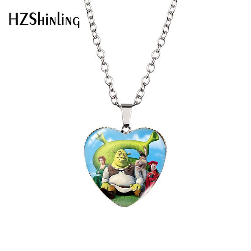 Okouzlující náhrdelník s přívěskem Shrek Time drahokam ve tvaru srdce pro jedinečný styl s barevnými variantami