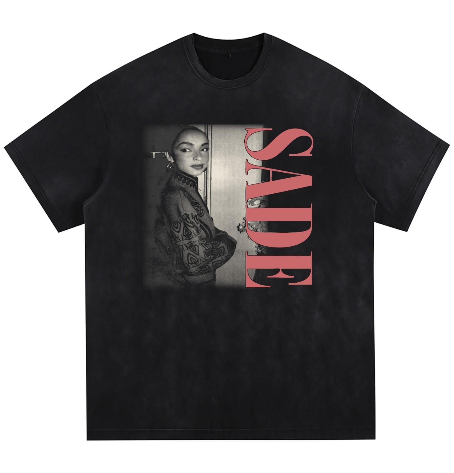 [ACID WASHED FRAYED] Sade 90s Retro Classic Reprinted T Shirt. XXXXL