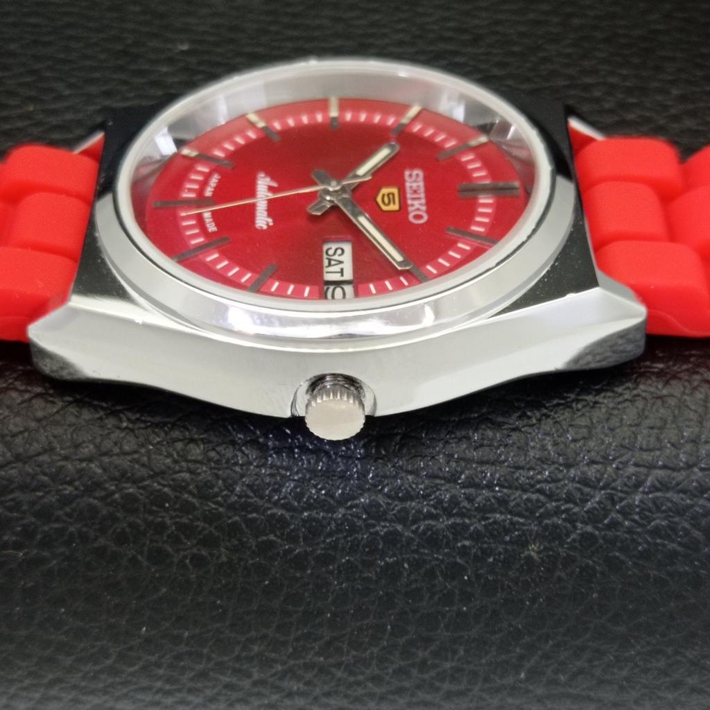 REFURBISHED VINTAGE SEIKO 5 AUTOMATIC 6309A JAPAN MENS RED DIAL WATCH a434692-2