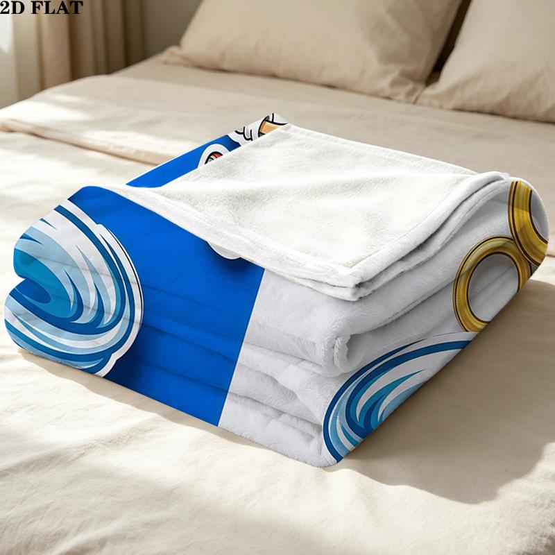 Sonic Printed Flannel Blanket, soft throw for bedroom sofa, washable, Christmas present, great gift.