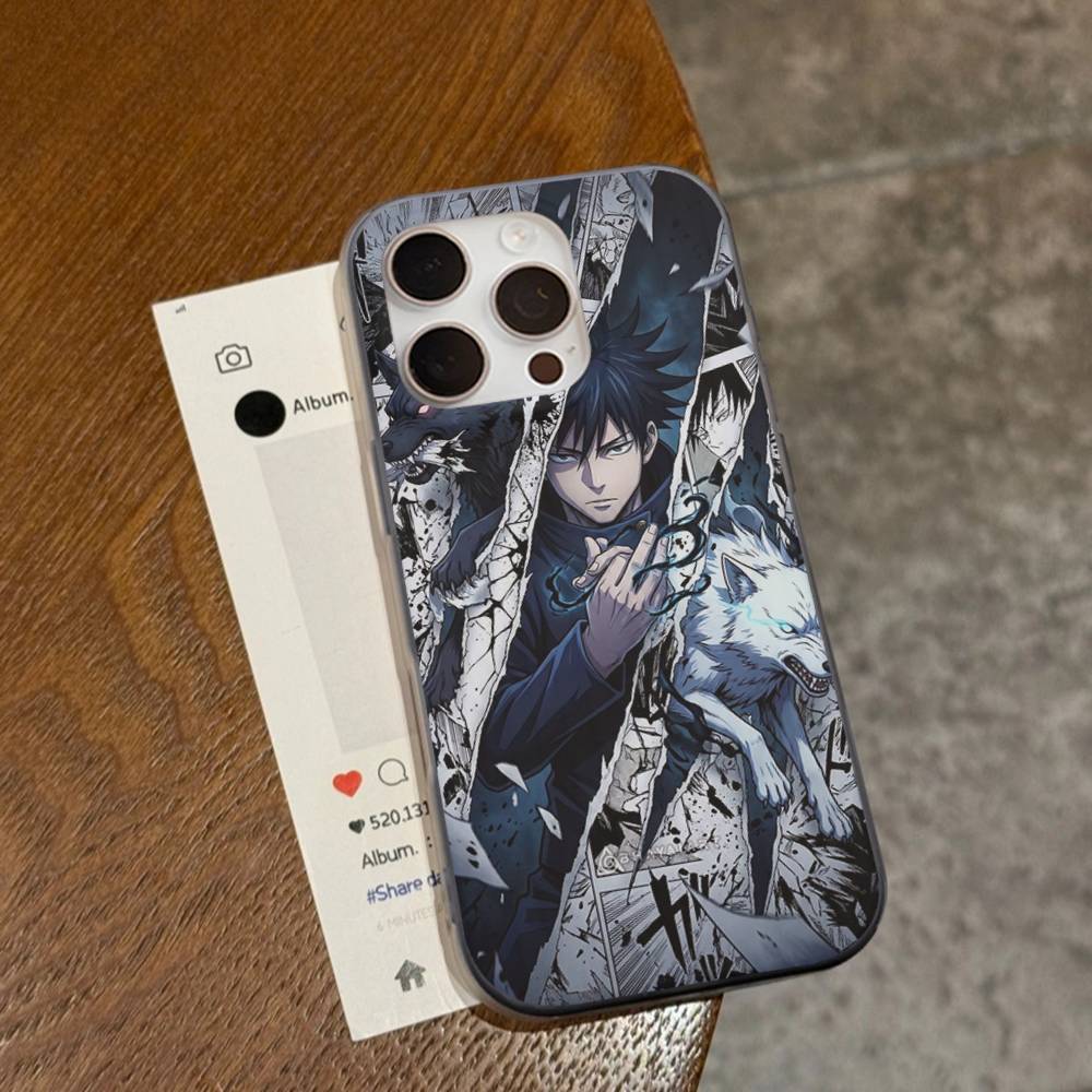 Anime F-Fushiguro M-Megumi Phone Case For IPhone 16 15 17 Pro 11 12 13 14 Pro Max Plus Soft Ripple Silicone Cover Shell