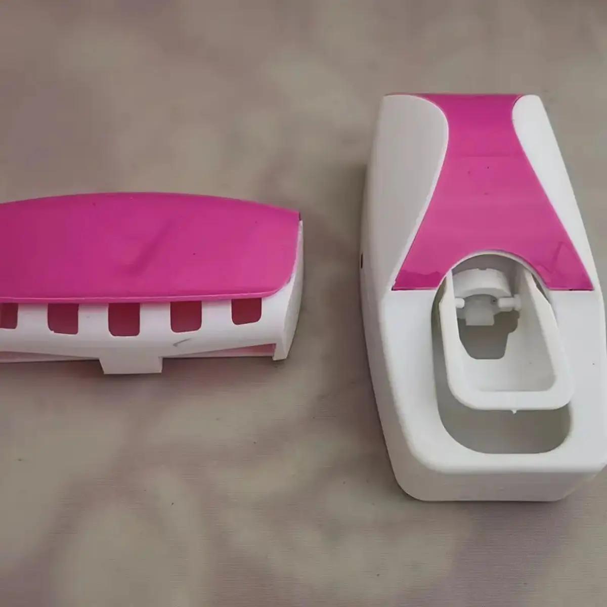 

1 комплект Автоматический дозатор зубной пасты и держатель для зубных щеток Настенная стойка для зубных щеток Пластиковая полка для ванной комнаты С дорожным футляром