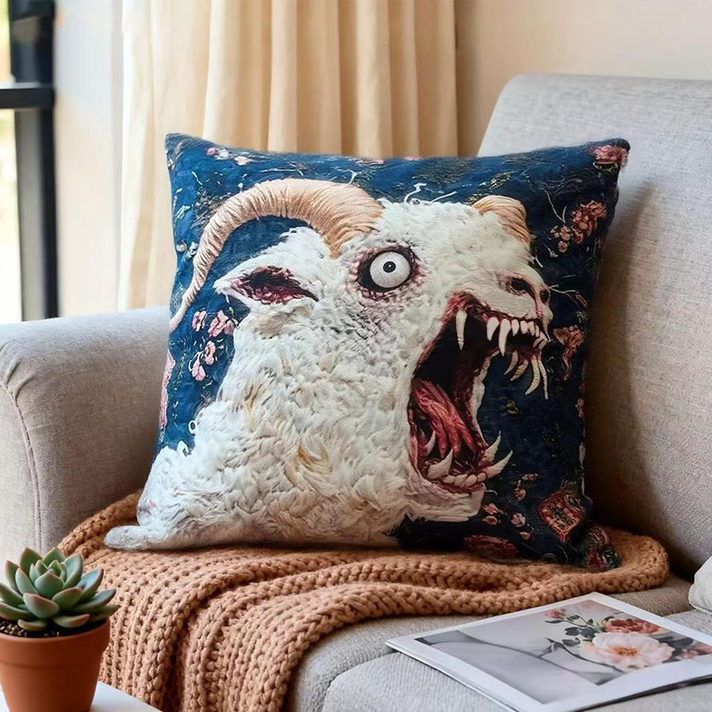NEW Goat Couch Pillow Cover 17.7 X 17.7inch Rustic Screaming Sheep Head Home Decor Decorative Pillow Covers For Thanksgiving