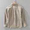 Polar Hemp Japanese-Style Retro Mixed Color Stripe Long Sleeve Cotton Linen Shirt Men's Casual Breathable Plus Size Loose Linen Shirt