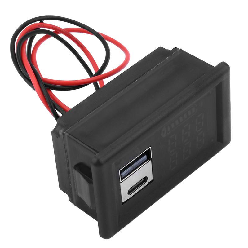 ZFX-3079 Acid Battery lithium DC 9~24V Universal LED Dual Digital Display Power Indicator Dual Interface Voltmeter USB Type-C