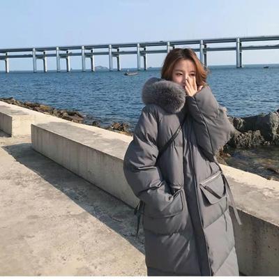 New Cotton-padded Women's Medium and Long Winter Thickened Cotton-padded Jacket Ins Wind Down Cotton Hooded Loose Coat Tide