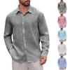 Chemise décontractée à manches longues boutonnée pour homme, légère et respirante, rayée, pour les vacances et le quotidien