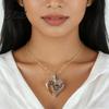Rhinestone Flower Necklace Heart Pendant Mom Women Love Colorfast Alloy