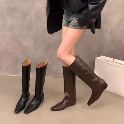 High Boots Fashion Square Toe Sleeve Soft Sole Non-Slip Inside Height Resistant Low Heel Shoes