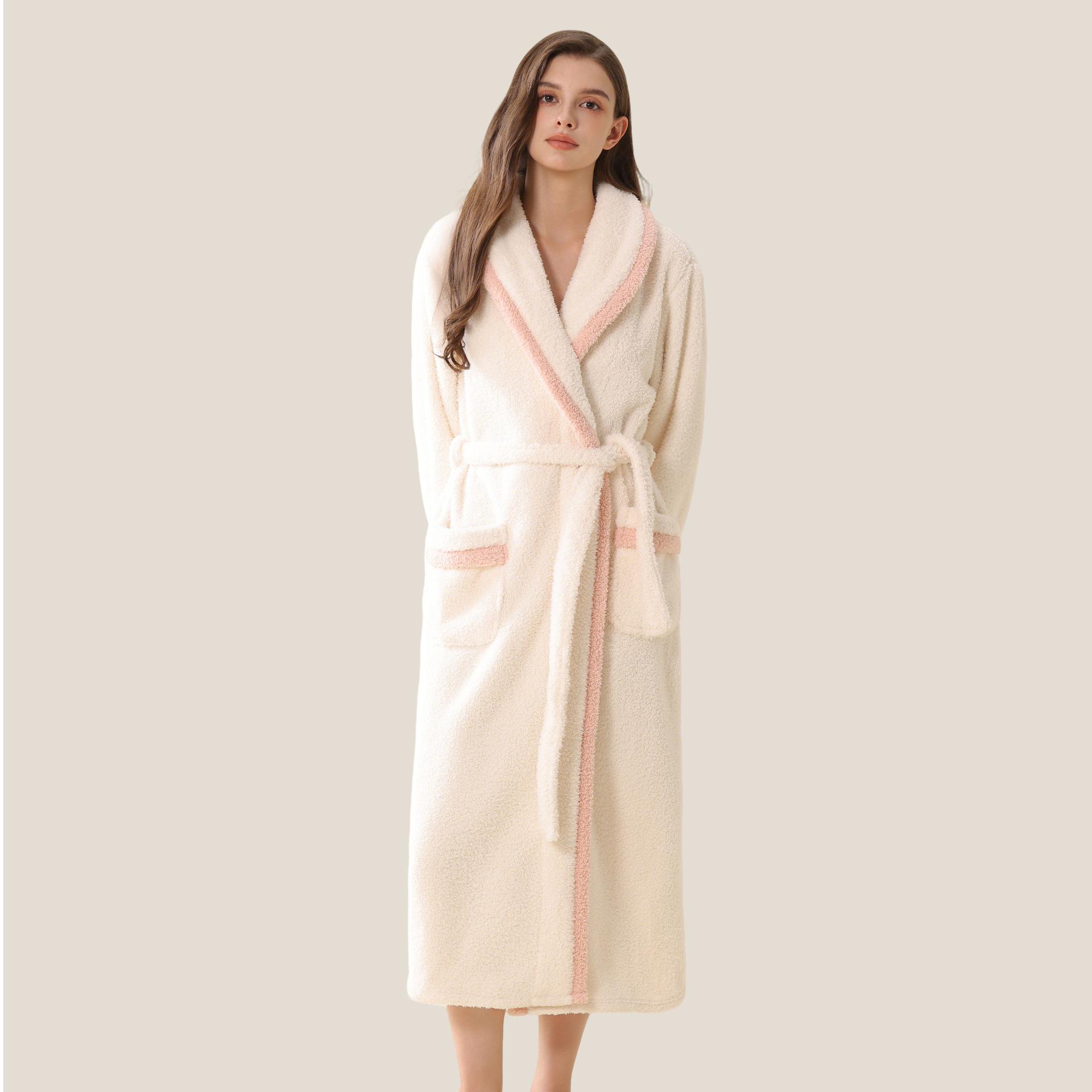 

Парные осенне-зимние пижамы, женская теплая домашняя одежда с лацканами, длинные рукава, можно носить как халат M