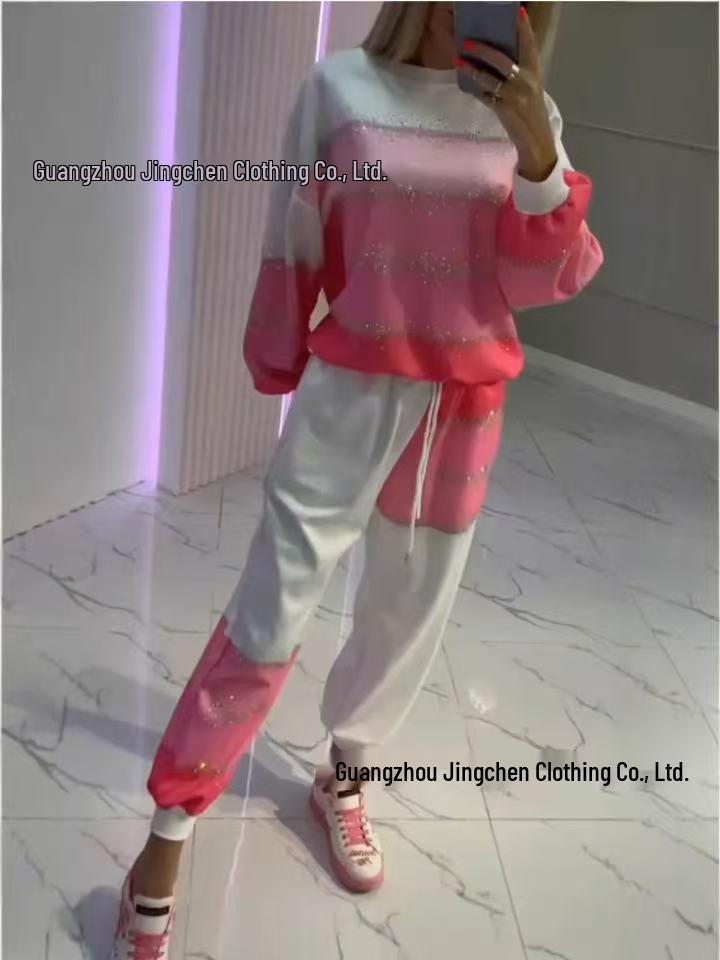 2025 Spring/Summer Women's Gradient Color Sweatshirt & Sweatpants Set
