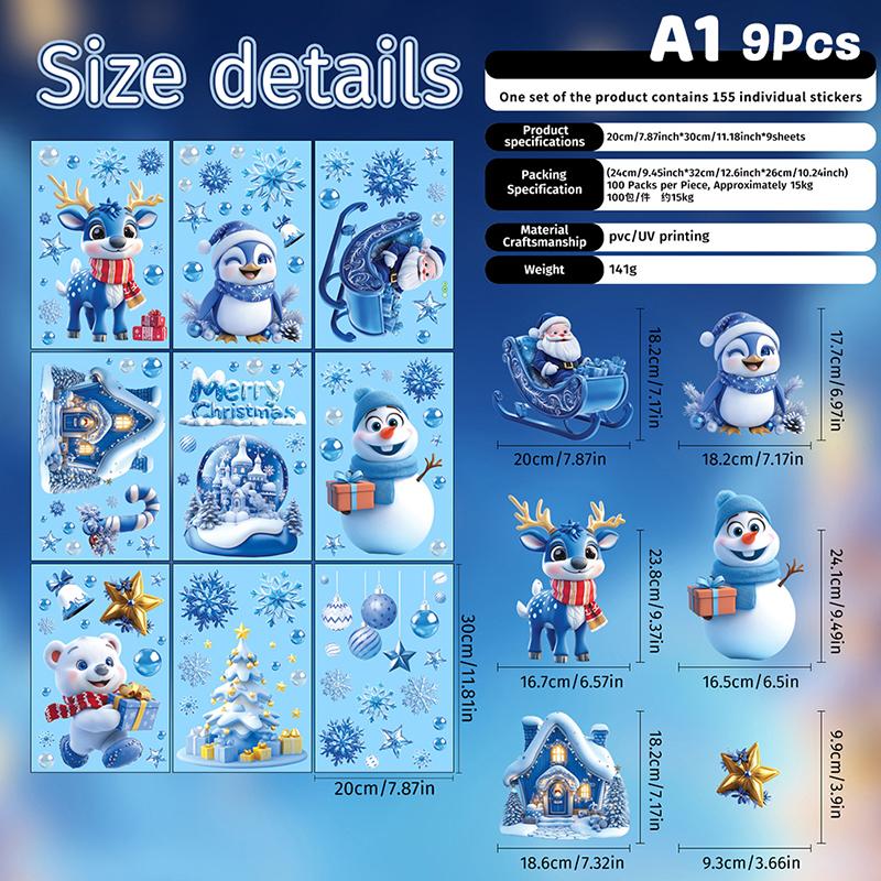 Christmas Window Stickers Decorations Static Stickers Wall Sticker Kids Room Wall Decals Merry Christmas Decorations