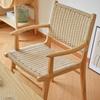 Nordic Wooden Rattan Lightweight Luxury Balcony Chair Rope-Woven Lazy Recliner Stylish Saddle Backrest Seat