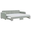 VidaXL Daybed with Trundle and Mattress Light Grey 80x200cm Velvet 3196946