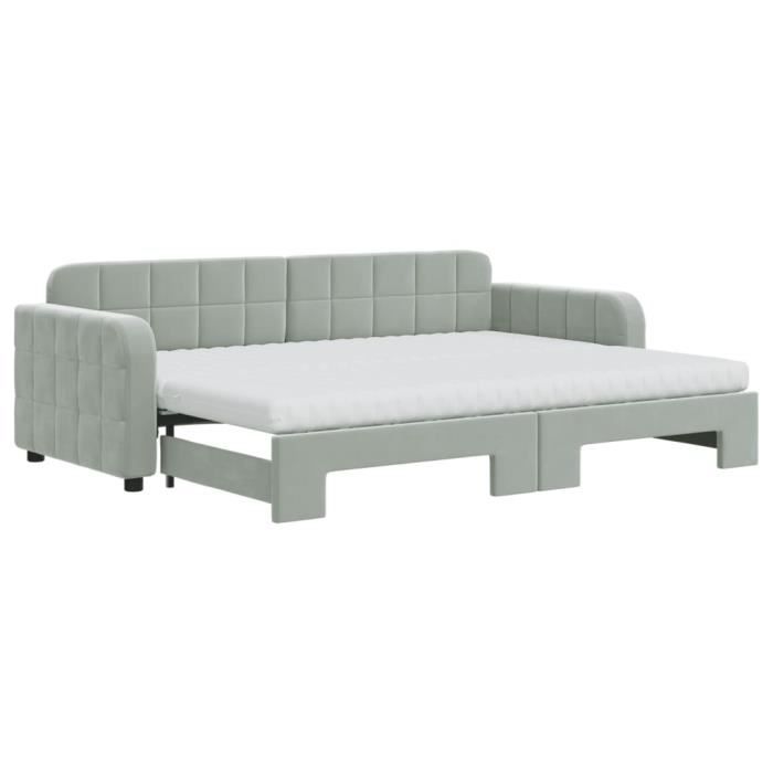 VidaXL Daybed with Trundle and Mattress Light Grey 80x200cm Velvet 3196946