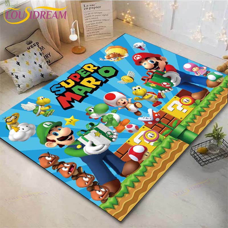 

Cartoon Mario Bros Carpets Kids Crawling Carpets Living Room Tea Table Mats Bedroom Rug Washable Floor Mats Household Area Mat 60cm x 90cm