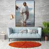 Jesus Walking On Water Canvas Wall Art Modern Vintage Minimalist Design, Print, Serene Religious Art for Living Room, Artwork Scripture Wall Decor