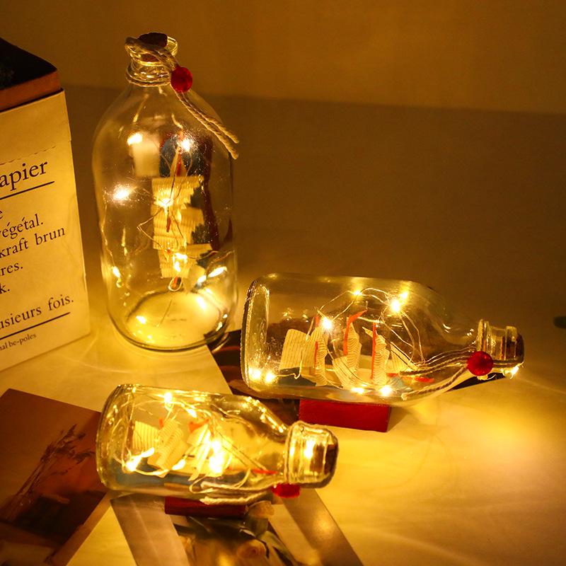 Creative Light-Up Mediterranean Sailboat Wish Bottle - Glass Gift for Birthdays & Graduations