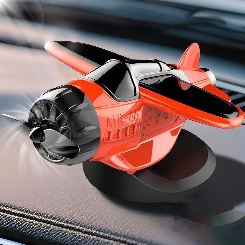 Solar-Powered Rotating Airplane Car Dashboard Ornament 360° Auto-Rotating Decorative Aircraft Accessory for Vehicle Interior