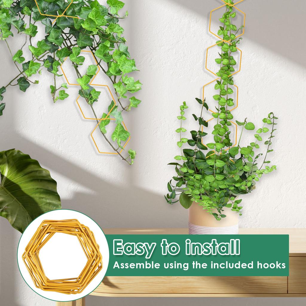 18Pcs Climbing Chain Trellis Metal Hexagonal Wall Hanging Trellis with Hook Rustproof Plant Vine Support Kit Garden Wall Trellis