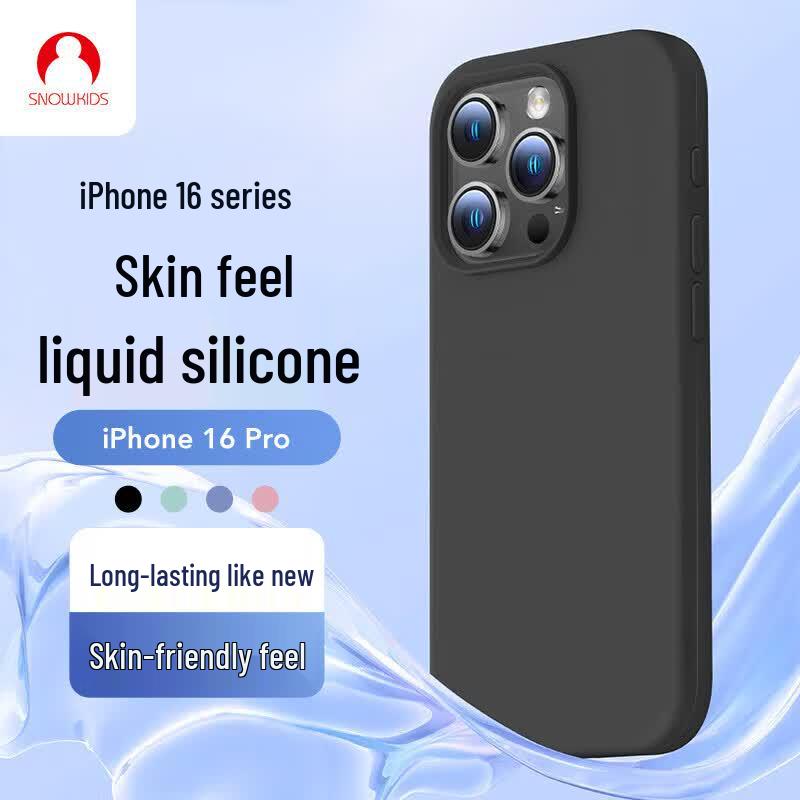 Гибкий жидкий силиконовый чехол Snowkids для iPhone iPhone 16 Pro