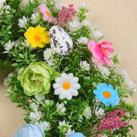 Easter Wreath for Front Door Artificial Spring Floral Wreath with Pastel Eggs for Home Indoor Outdoor