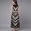 Oversized Women Sleeveless Round Neck Dress Elegant Mixed Floral Print Flowy Mid Length Dress