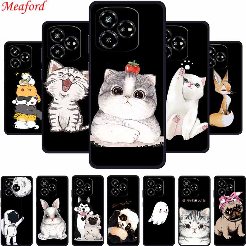 Funda For ZTE Axon 60 Lite Case Cute Cartoon Cat Black Silicone Soft Phone Case For ZTE Blade V60 Axon 60 Back Cover Case 60lite