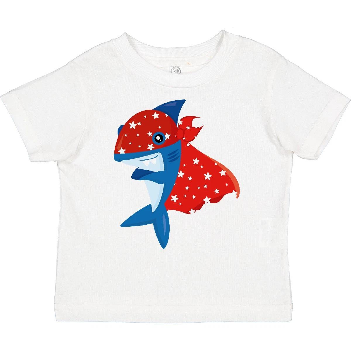Inktastic Superhero Shark, Cute Shark, Blue Shark, Cape Toddler kids boys T-Shirt Little 150