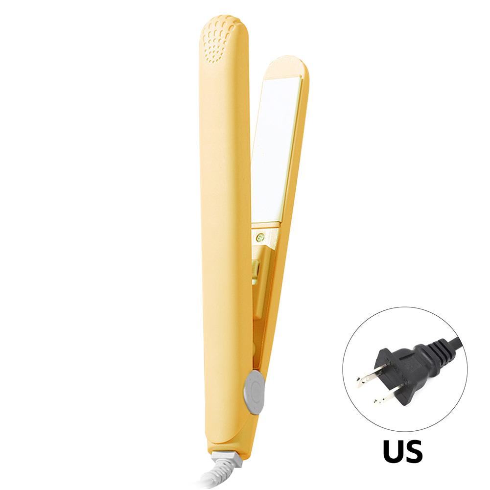 

EU/US Portable Hair Styling Iron Cute Mini Travel Hair Straightener Bangs Styling Hair Iron Set Curl Ends Hair Clip Hair Beauty US Plug жовтий
