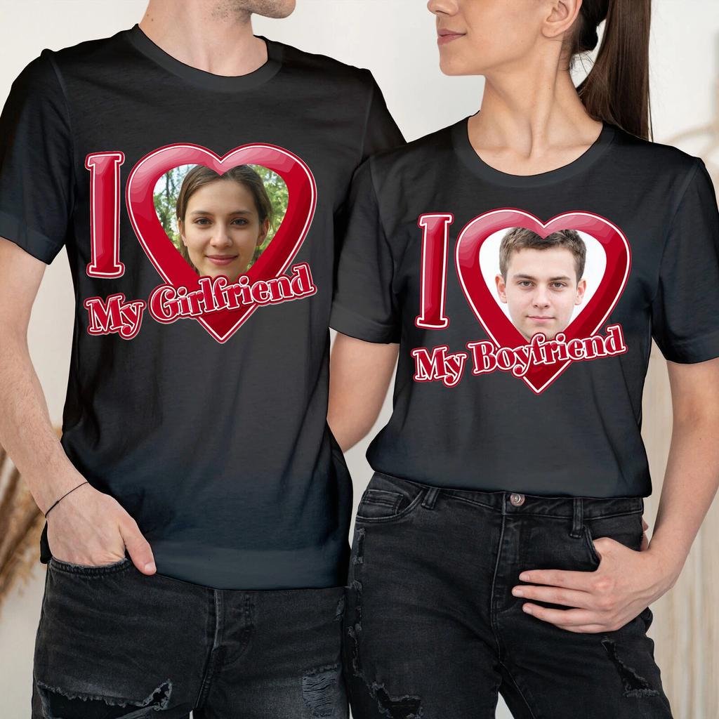 Personalised Love Girlfriend Boyfriend Happy Valentine's Day Couple T-Shirt #VD1