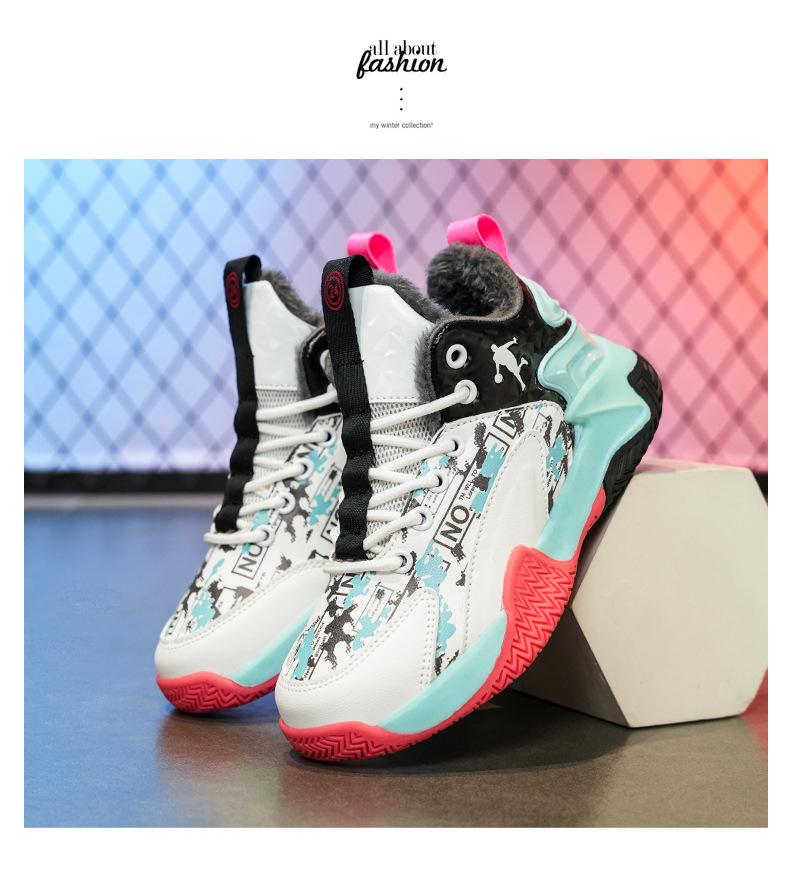 Kobe Kids Winter Basketball Shoes for Boys - Velvet Warm, Trendy Sports Sneakers for Primary Students