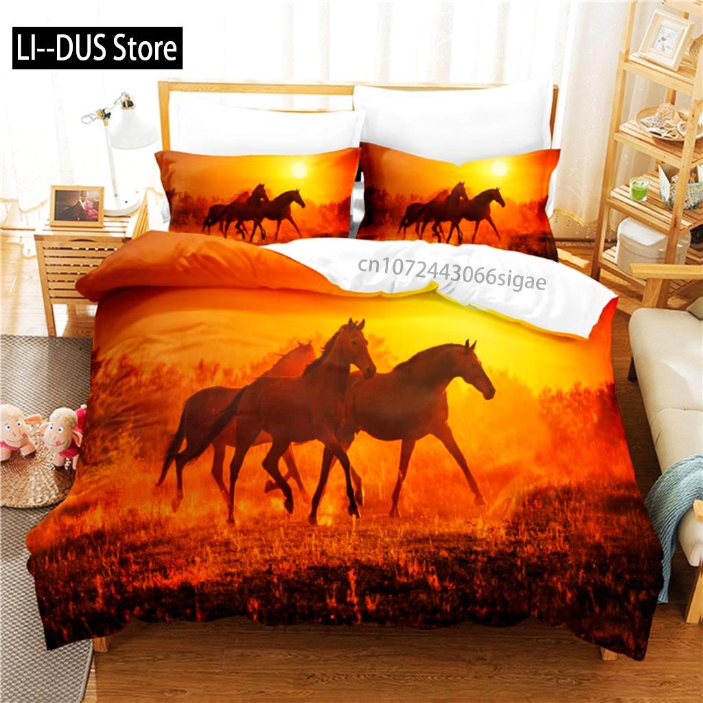 Dämmerungs-Pferd Bettwäscheset Bettbezug-Set 3D Bettwäsche Digitaldruck Queen-Size Bettwäscheset Modisches Design