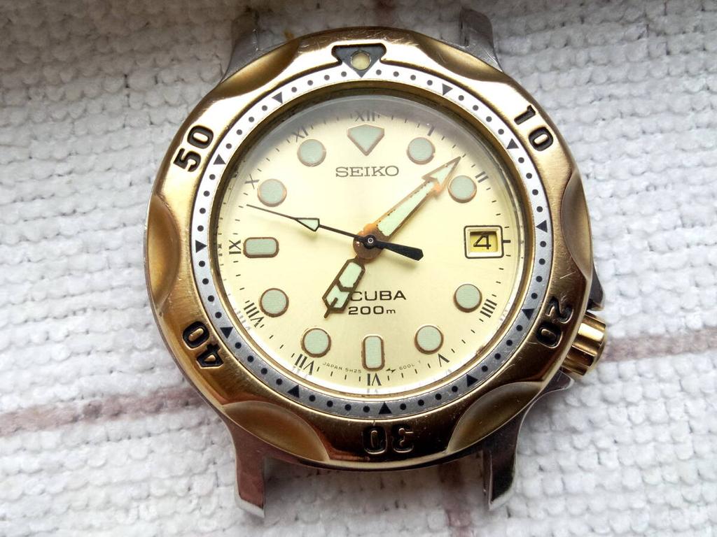 Working Condition SEIKO SPORTS SCUBA 200m 5H25 Seiko Watch Scuba Gold Watch Diver's Diver's Men's