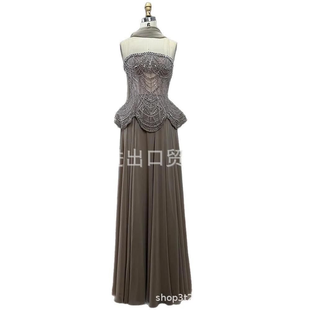 Serene hill caramel fashion celebrity temperament banquet host bridesmaid evening dress LA11911