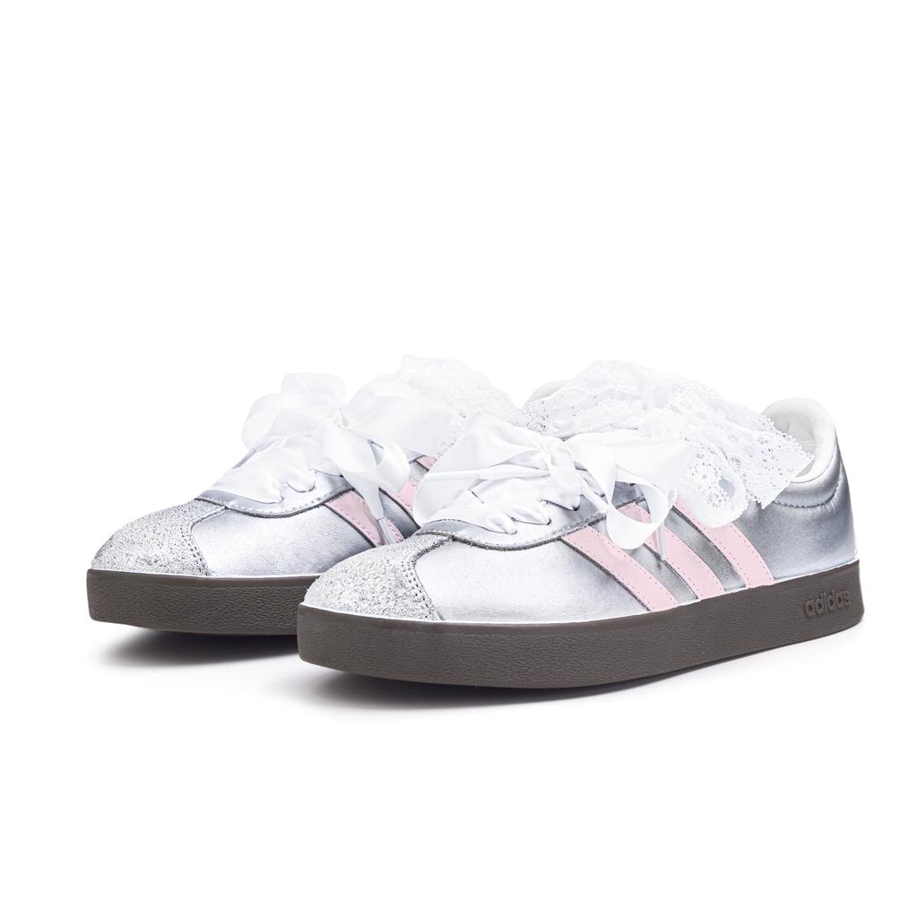 Adidas Neo VL Court 2.0 Low top Skateboard Shoes Unisex Silver Pink ID6015(Team746-)