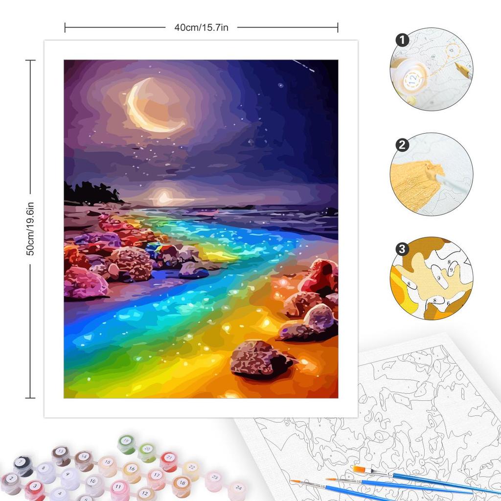 RUOPOTY Diy Paint By Number For Adults Beginner Colorful Beach Landscape Acrylic Paint On Number For Home Wall Decor 40x50cm