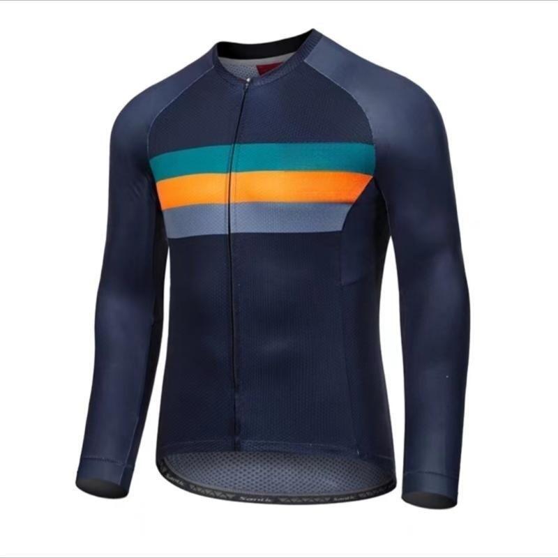 Mens Long Sleeve Cycling Jersey Breathable Moisture Wicking Bike Shirt Road Outdoor Sports