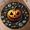 Halloween Pumpkin Round Rug – Non-Slip Floor Mat for Living Room, Bedroom & Kids’ Play Area, Festive Seasonal Decor