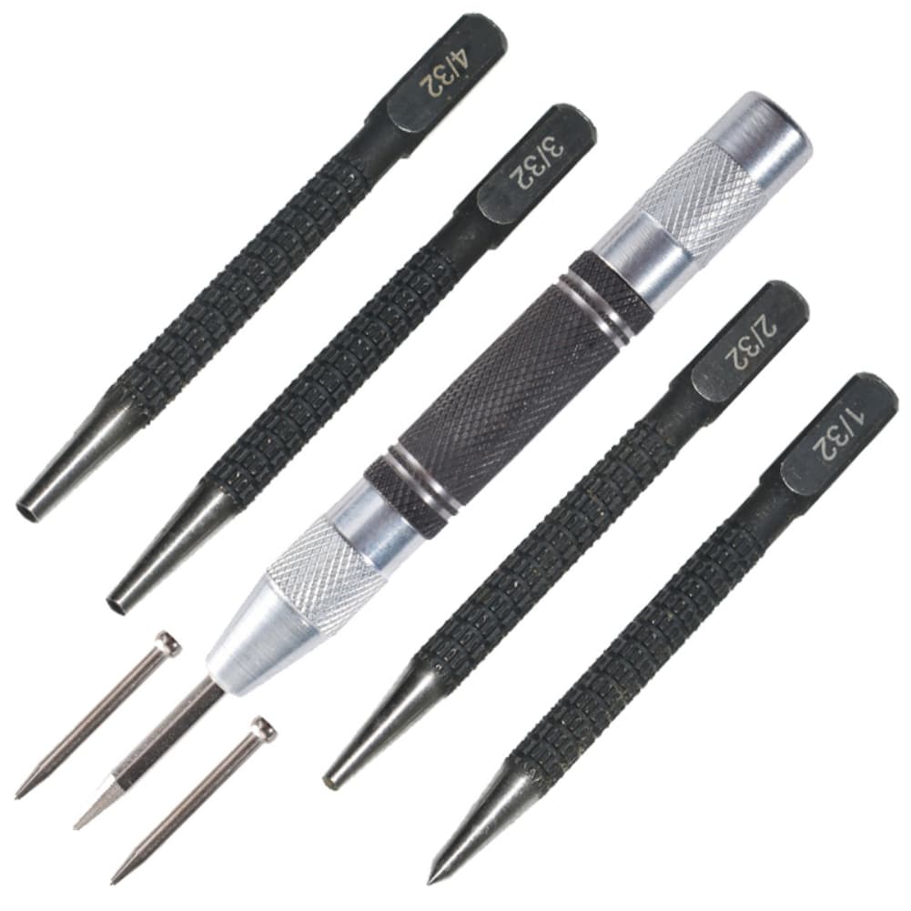 7pcs Precision Center Punch Tool Non-Slip Grip & One-Handed Operation Centre Punch General Woodworking Metal Drill